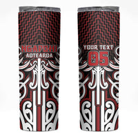 Custom Aotearoa Ngapuhi Skinny Tumbler Maori Tribal Pattern Mix Poutama LT05 Red - Polynesian Pride