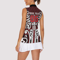 Custom Aotearoa Ngapuhi Women Sleeveless Polo Shirt Maori Tribal Pattern Mix Poutama