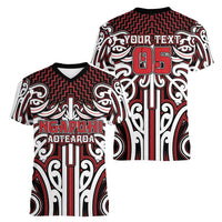 Custom Aotearoa Ngapuhi Women V-Neck T-Shirt Maori Tribal Pattern Mix Poutama LT05 - Polynesian Pride