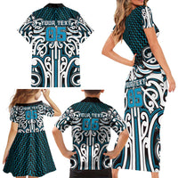 Custom Aotearoa Ngati Porou Family Matching Short Sleeve Bodycon Dress and Hawaiian Shirt Maori Tribal Pattern Mix Poutama LT05 - Polynesian Pride