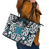 Custom Aotearoa Ngati Porou Leather Tote Bag Maori Tribal Pattern Mix Poutama