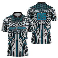 Custom Aotearoa Ngati Porou Zipper Polo Shirt Maori Tribal Pattern Mix Poutama