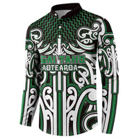 Custom Aotearoa Ngai Tahu Button Sweatshirt Maori Tribal Pattern Mix Poutama