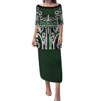 Custom Aotearoa Ngai Tahu Puletasi Maori Tribal Pattern Mix Poutama LT05 Long Dress Green - Polynesian Pride