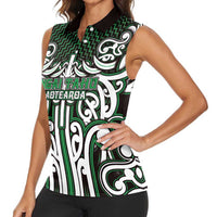 Custom Aotearoa Ngai Tahu Women Sleeveless Polo Shirt Maori Tribal Pattern Mix Poutama