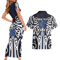Custom Aotearoa Ngati Tuwharetoa Couples Matching Short Sleeve Bodycon Dress and Hawaiian Shirt Maori Tribal Pattern Mix Poutama