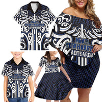Custom Aotearoa Ngati Tuwharetoa Family Matching Off Shoulder Short Dress and Hawaiian Shirt Maori Tribal Pattern Mix Poutama LT05 - Polynesian Pride