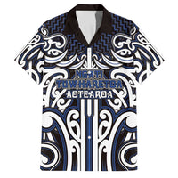 Custom Aotearoa Ngati Tuwharetoa Family Matching Summer Maxi Dress and Hawaiian Shirt Maori Tribal Pattern Mix Poutama LT05 Dad's Shirt - Short Sleeve Navy - Polynesian Pride