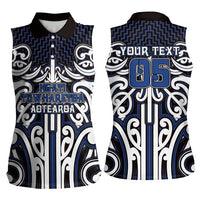 Custom Aotearoa Ngati Tuwharetoa Women Sleeveless Polo Shirt Maori Tribal Pattern Mix Poutama LT05 - Polynesian Pride