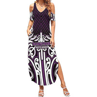 Custom Aotearoa Rangitane Family Matching Summer Maxi Dress and Hawaiian Shirt Maori Tribal Pattern Mix Poutama LT05 Mom's Dress Purple - Polynesian Pride
