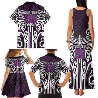 Custom Aotearoa Rangitane Family Matching Tank Maxi Dress and Hawaiian Shirt Maori Tribal Pattern Mix Poutama
