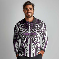 Custom Aotearoa Rangitane Long Sleeve Polo Shirt Maori Tribal Pattern Mix Poutama