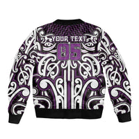 Custom Aotearoa Rangitane Sleeve Zip Bomber Jacket Maori Tribal Pattern Mix Poutama