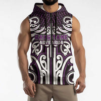 Custom Aotearoa Rangitane Sleeveless Zip Hoodie Maori Tribal Pattern Mix Poutama