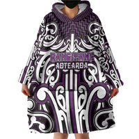 Custom Aotearoa Rangitane Wearable Blanket Hoodie Maori Tribal Pattern Mix Poutama