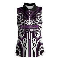 Custom Aotearoa Rangitane Women Sleeveless Polo Shirt Maori Tribal Pattern Mix Poutama