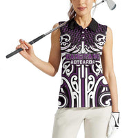 Custom Aotearoa Rangitane Women Sleeveless Polo Shirt Maori Tribal Pattern Mix Poutama