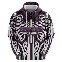 Custom Aotearoa Rangitane Zip Hoodie Maori Tribal Pattern Mix Poutama