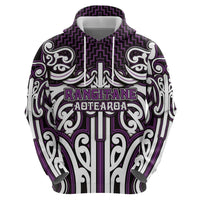 Custom Aotearoa Rangitane Zip Hoodie Maori Tribal Pattern Mix Poutama