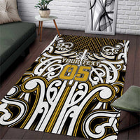 Custom Aotearoa Taranaki Area Rug Maori Tribal Pattern Mix Poutama LT05 Yellow - Polynesian Pride
