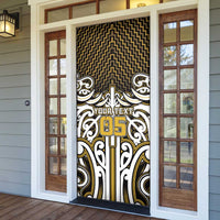Custom Aotearoa Taranaki Door Cover Maori Tribal Pattern Mix Poutama