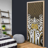 Custom Aotearoa Taranaki Door Cover Maori Tribal Pattern Mix Poutama