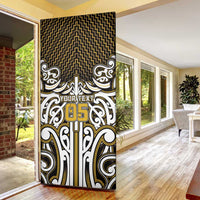 Custom Aotearoa Taranaki Door Cover Maori Tribal Pattern Mix Poutama