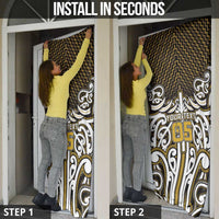 Custom Aotearoa Taranaki Door Cover Maori Tribal Pattern Mix Poutama