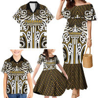 Custom Aotearoa Taranaki Family Matching Mermaid Dress and Hawaiian Shirt Maori Tribal Pattern Mix Poutama