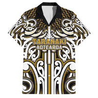 Custom Aotearoa Taranaki Family Matching Off The Shoulder Long Sleeve Dress and Hawaiian Shirt Maori Tribal Pattern Mix Poutama