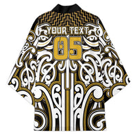 Custom Aotearoa Taranaki Kimono Maori Tribal Pattern Mix Poutama