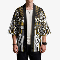 Custom Aotearoa Taranaki Kimono Maori Tribal Pattern Mix Poutama