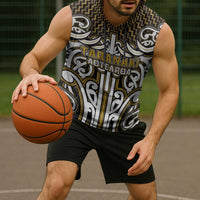 Custom Aotearoa Taranaki Sleeveless Hoodie Maori Tribal Pattern Mix Poutama