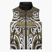 Custom Aotearoa Taranaki Sleeveless Puffer Jacket Maori Tribal Pattern Mix Poutama