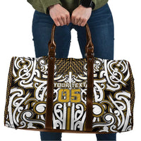 Custom Aotearoa Taranaki Travel Bag Maori Tribal Pattern Mix Poutama LT05 Yellow - Polynesian Pride