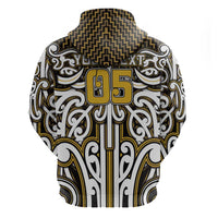 Custom Aotearoa Taranaki Zip Hoodie Maori Tribal Pattern Mix Poutama
