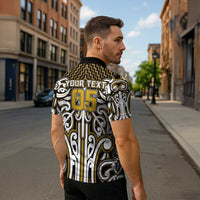 Custom Aotearoa Taranaki Zipper Polo Shirt Maori Tribal Pattern Mix Poutama