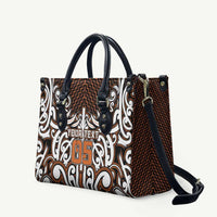 Custom Aotearoa Waikato Leather Bag Maori Tribal Pattern Mix Poutama LT05 Orange - Polynesian Pride