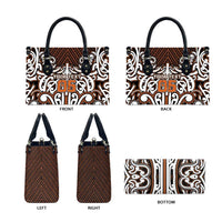 Custom Aotearoa Waikato Leather Bag Maori Tribal Pattern Mix Poutama LT05 - Polynesian Pride