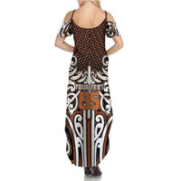 Custom Aotearoa Waikato Summer Maxi Dress Maori Tribal Pattern Mix Poutama