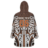 Custom Aotearoa Waikato Wearable Blanket Hoodie Maori Tribal Pattern Mix Poutama
