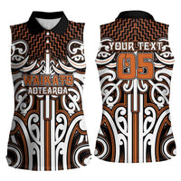Custom Aotearoa Waikato Women Sleeveless Polo Shirt Maori Tribal Pattern Mix Poutama