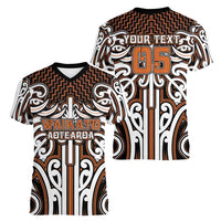 Custom Aotearoa Waikato Women V-Neck T-Shirt Maori Tribal Pattern Mix Poutama LT05 - Polynesian Pride