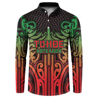 Custom Aotearoa Tuhoe Button Sweatshirt Maori Tribal Pattern Mix Poutama