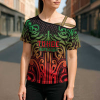 Custom Aotearoa Tuhoe Cross Shoulder Shirt Maori Tribal Pattern Mix Poutama