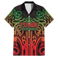 Custom Aotearoa Tuhoe Family Matching Off The Shoulder Long Sleeve Dress and Hawaiian Shirt Maori Tribal Pattern Mix Poutama