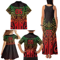Custom Aotearoa Tuhoe Family Matching Tank Maxi Dress and Hawaiian Shirt Maori Tribal Pattern Mix Poutama