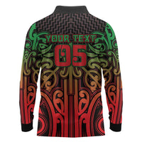 Custom Aotearoa Tuhoe Long Sleeve Polo Shirt Maori Tribal Pattern Mix Poutama