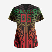 Custom Aotearoa Tuhoe Scrub Top Maori Tribal Pattern Mix Poutama