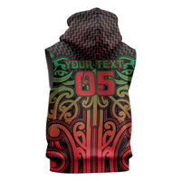 Custom Aotearoa Tuhoe Sleeveless Hoodie Maori Tribal Pattern Mix Poutama